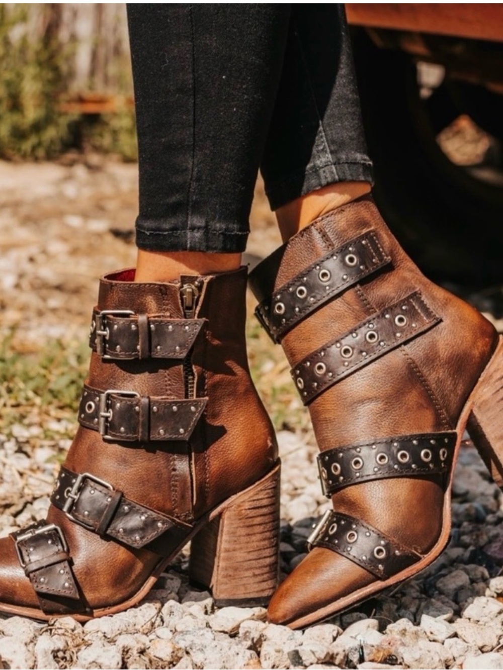 Freebird by Steven Brown JOUST Leather Ankle Booties with Stud Accents